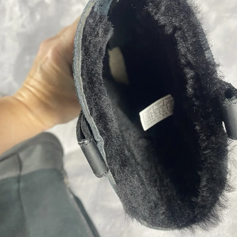 Ugg Australia Tall Boots Kids Sz 4 Jesslyn Classic Black Suede Warm Sherpa Comfy